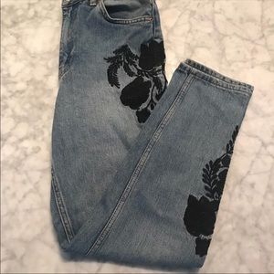 Top shop embroidered mom jeans